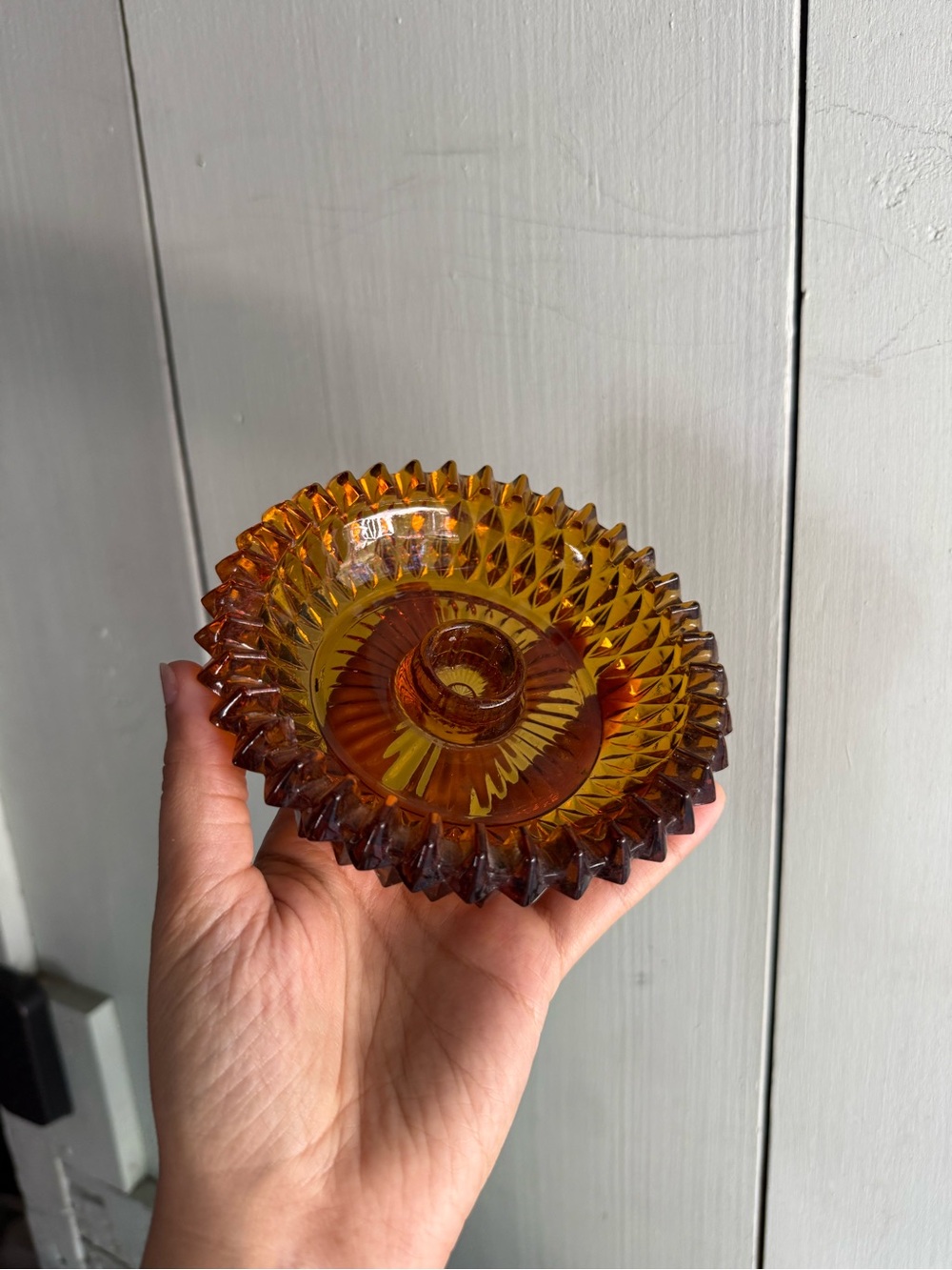 Amber Glass Decorative Candle Holder - Home Art
